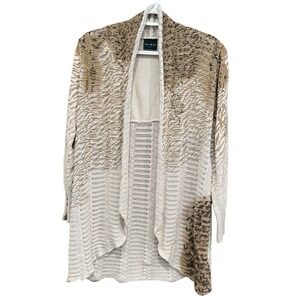 Tribal Women's Open Front Knit Cardigan Sweater Animal Print‎ Beige Large